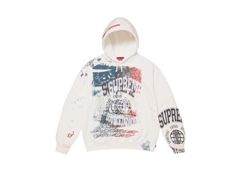 Supreme Overprint Hooded Sweatshirt White