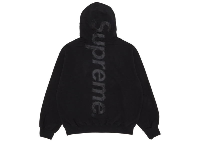 Supreme Satin Applique Hooded Sweatshirt (FW25) Black-Supreme-pikastore.cz