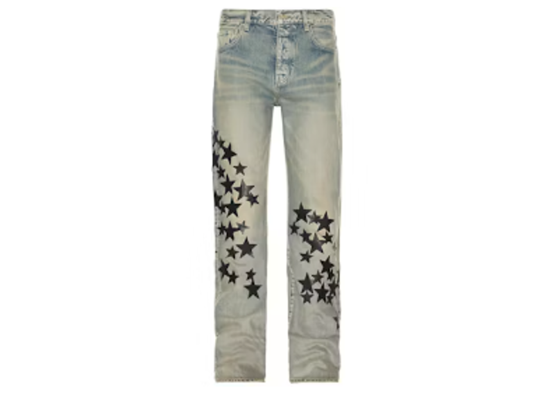 AMIRI Leather Star Straight Jeans Clay Indigo