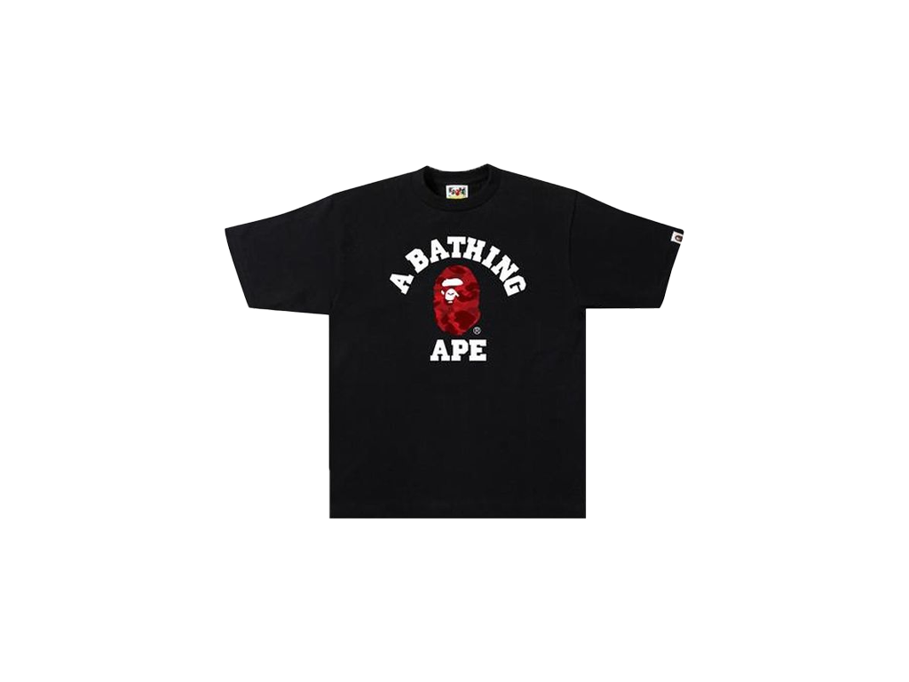 A Bathing Ape Men Black Color Camo College Tee Red-Bape-pikastore.cz