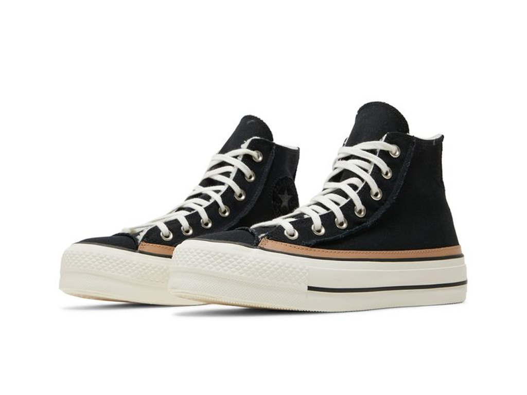 Converse Wmns Chuck Taylor All Star Raw Edge Platform High Black Champagne Tan-Converse-pikastore.cz