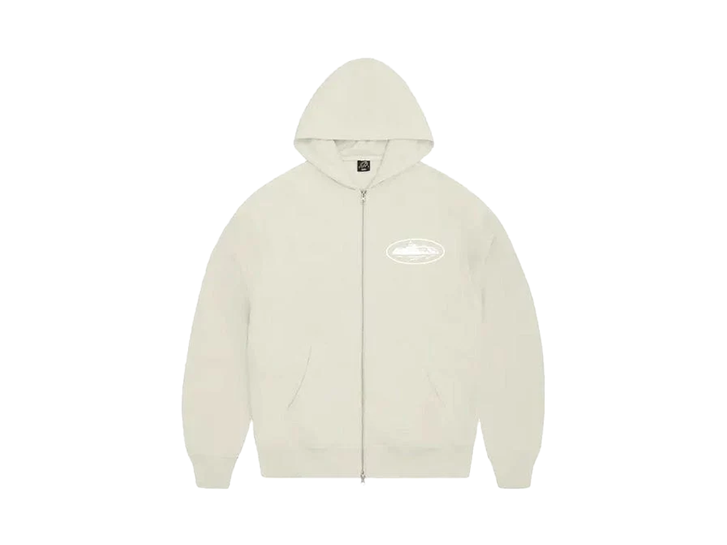 Corteiz Island Puff Print Zip Hoodie Off White-Corteiz-pikastore.cz