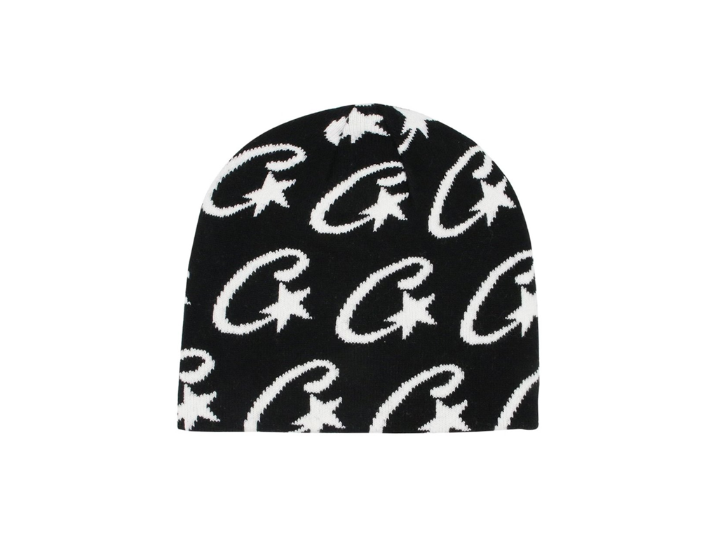 Corteiz Cstarz Monogram Beanie Black-Corteiz-pikastore.cz