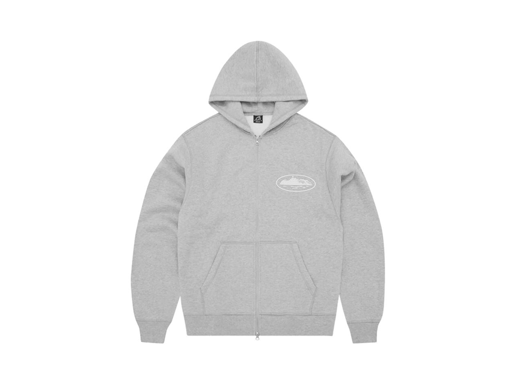 Corteiz Island Puff Print Zip Hoodie Grey-Corteiz-pikastore.cz