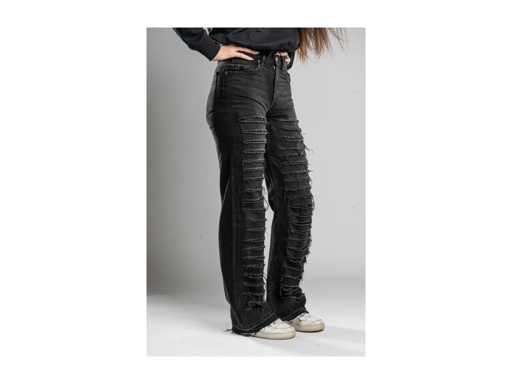 Custom WMNS Distressed Black Jeans-Kalhoty-Custompantsprg-pikastore.cz