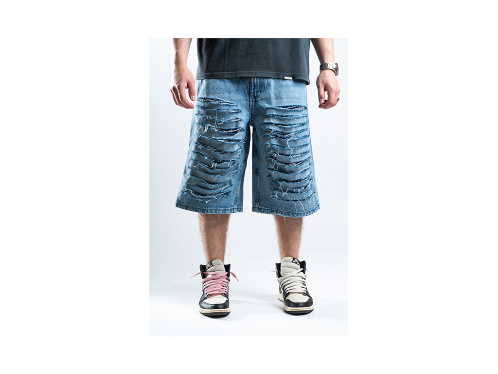 Custom Blue Distressed Shorts-Kalhoty-Custompantsprg-pikastore.cz