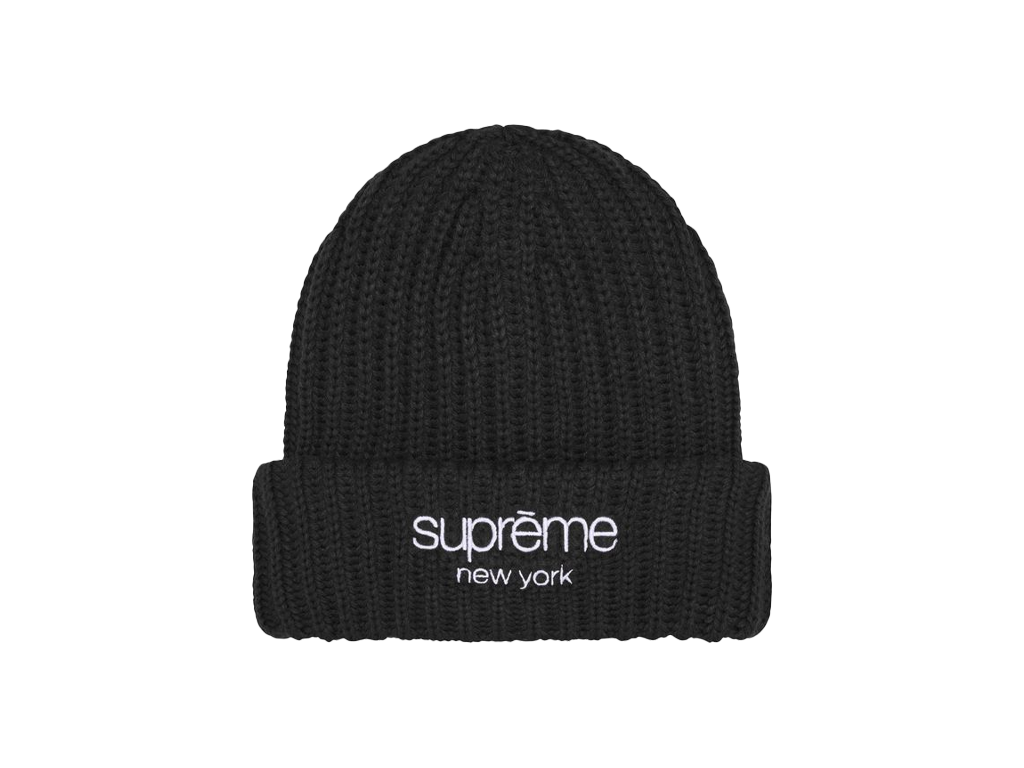 Supreme Chunky Rib Classic Logo Beanie Black-Supreme-pikastore.cz