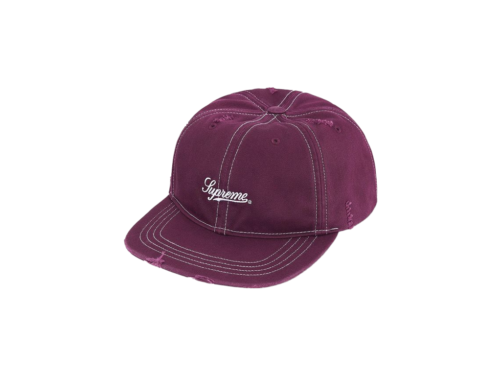 Supreme Distressed Script 6-Panel Dark Purple-Supreme-pikastore.cz