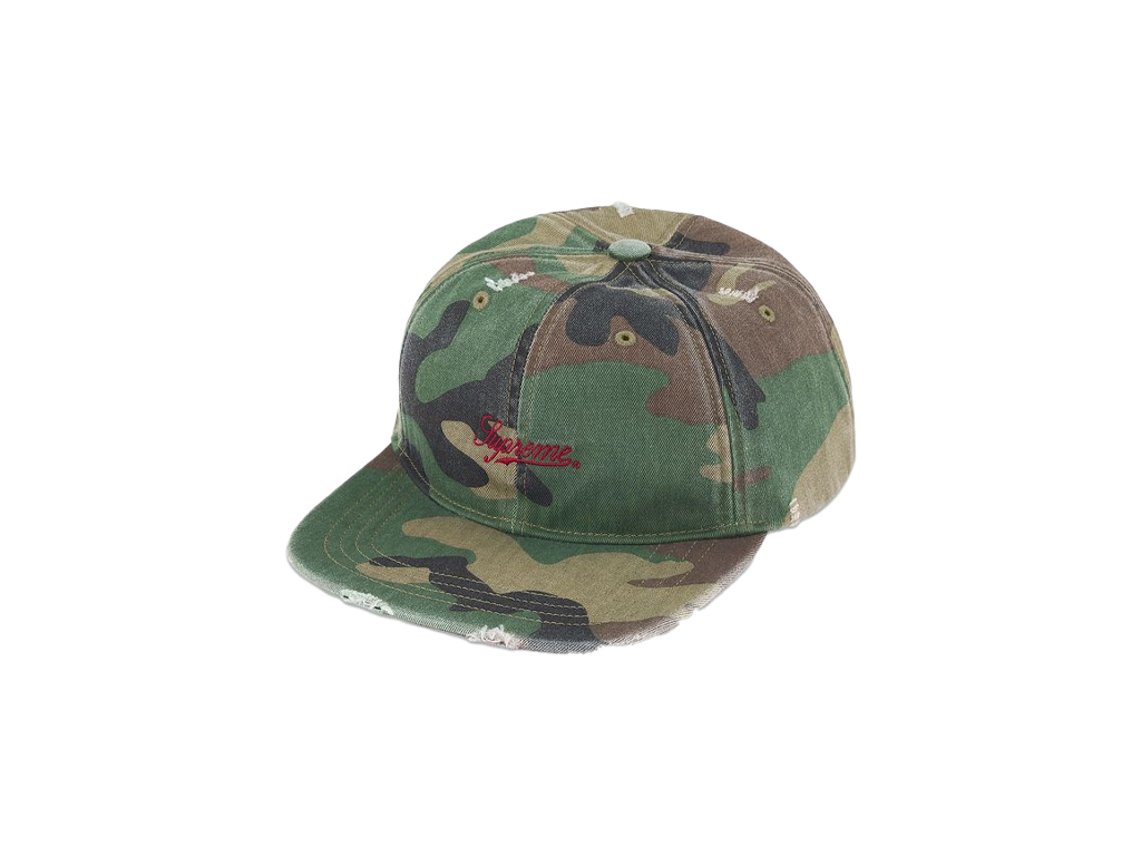 Supreme Distressed Script 6-Panel Woodland Camo-Supreme-pikastore.cz