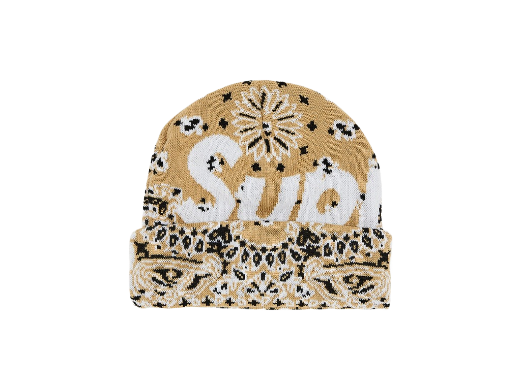 Supreme Bandana Big Logo Beanie Beige-Supreme-pikastore.cz