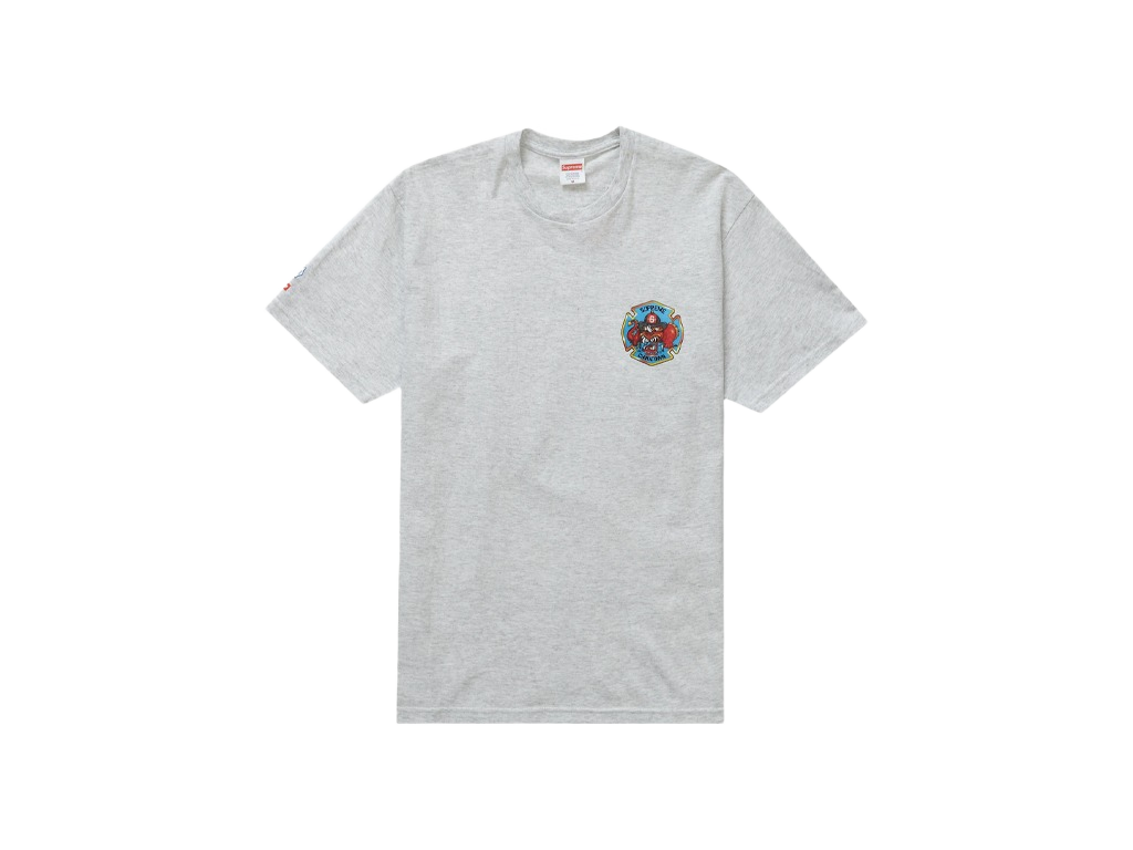 Supreme FDNY Engine 9 Tee Ash Grey-Supreme-pikastore.cz