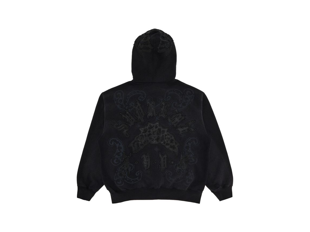 Supreme Leather Applique Zip Up Hooded Sweatshirt Black-Supreme-pikastore.cz