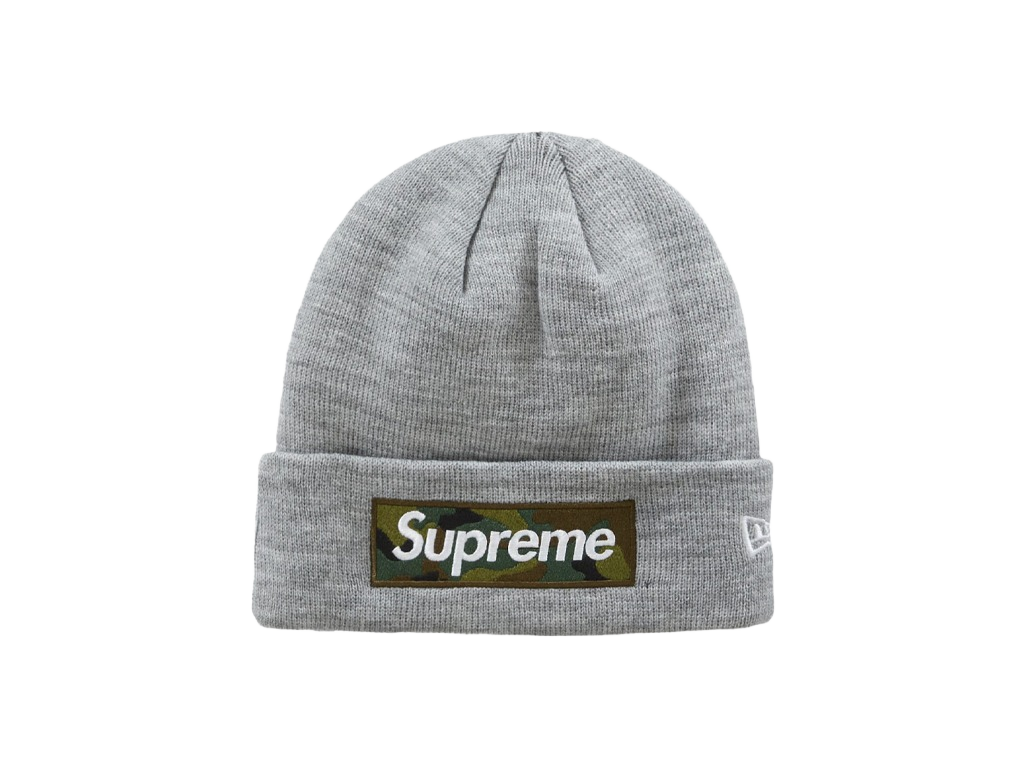 Supreme New Era Box Logo Beanie (FW23) Heather Grey-Supreme-pikastore.cz