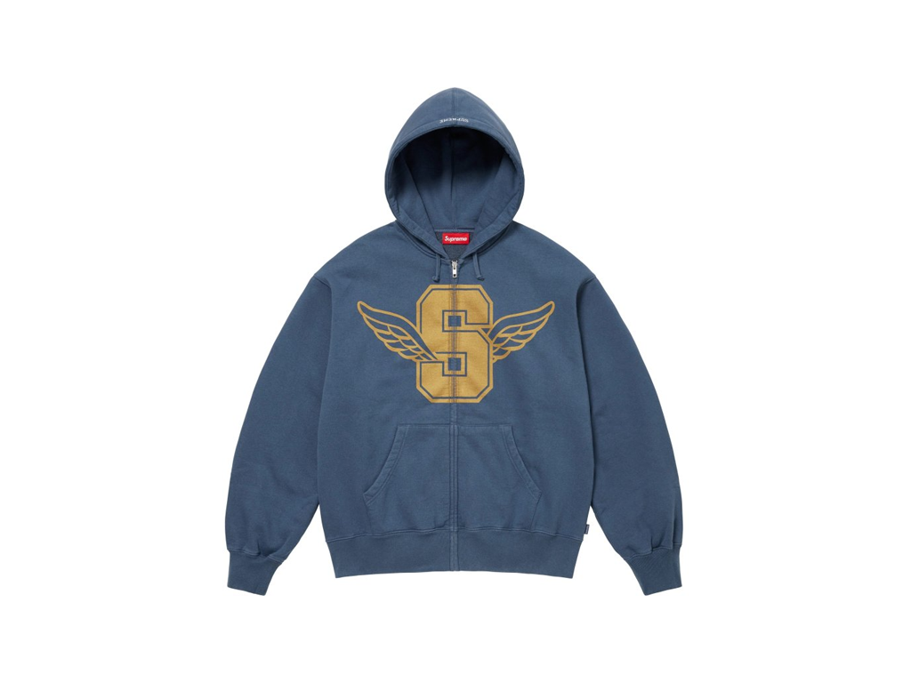 Supreme Wings Zip Up Hooded Sweatshirt Dark Blue-Supreme-pikastore.cz
