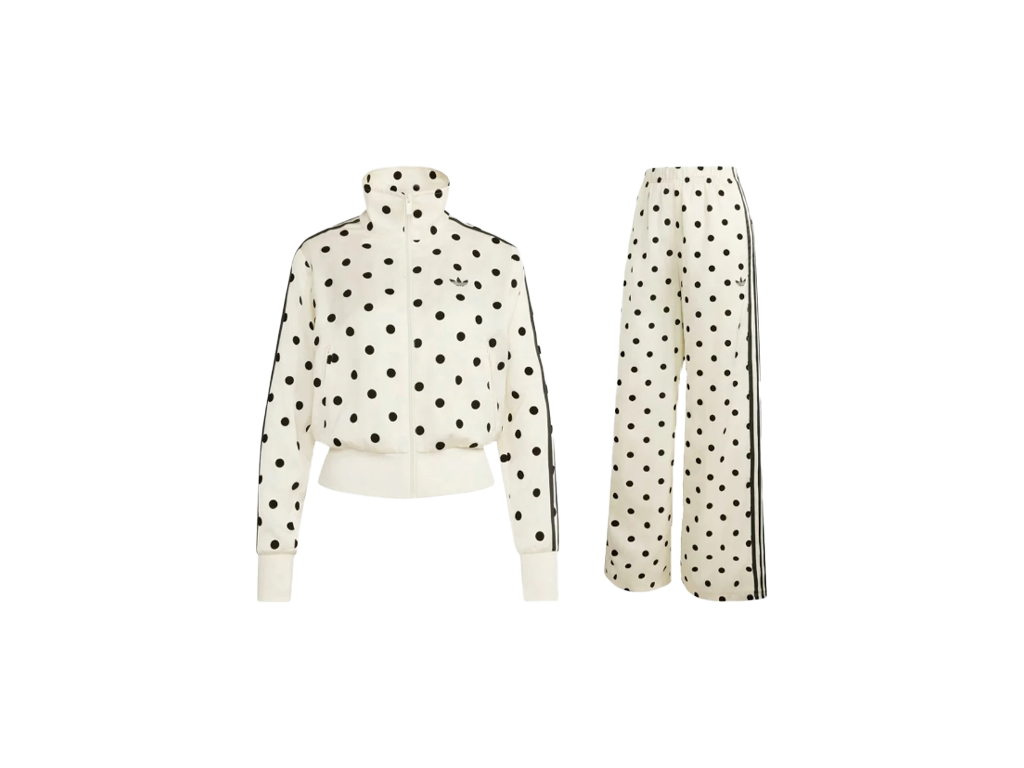 adidas Women's Satin Polka Dots TT Jacket/Pant Set Off White-Adidas-pikastore.cz