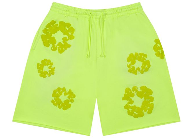 Denim Tears Mono Cotton Wreath Shorts Neon Green-Denim Tears-pikastore.cz