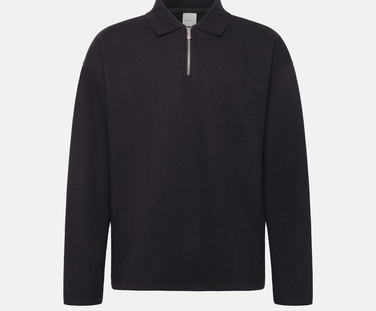 Calvin Klein Long-sleeved polo shirt Black – kleding, zwart