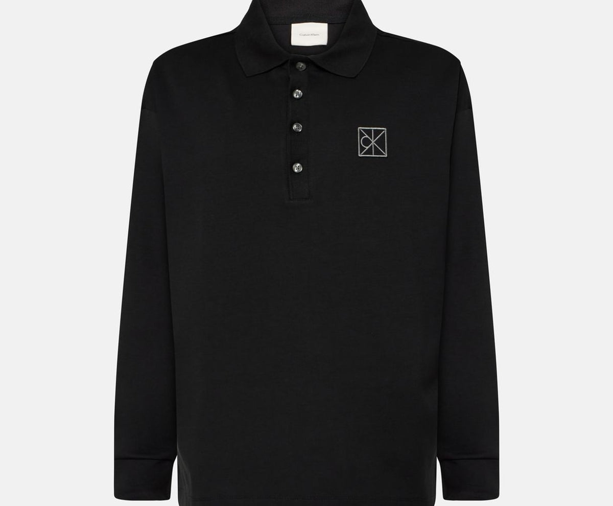 Calvin Klein Long-sleeved polo shirt Double Face Black – vaatteet, musta