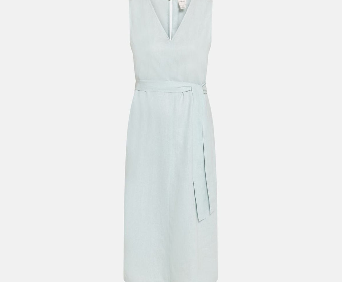 Calvin Klein Linen-blend dress Light Blue – vêtements