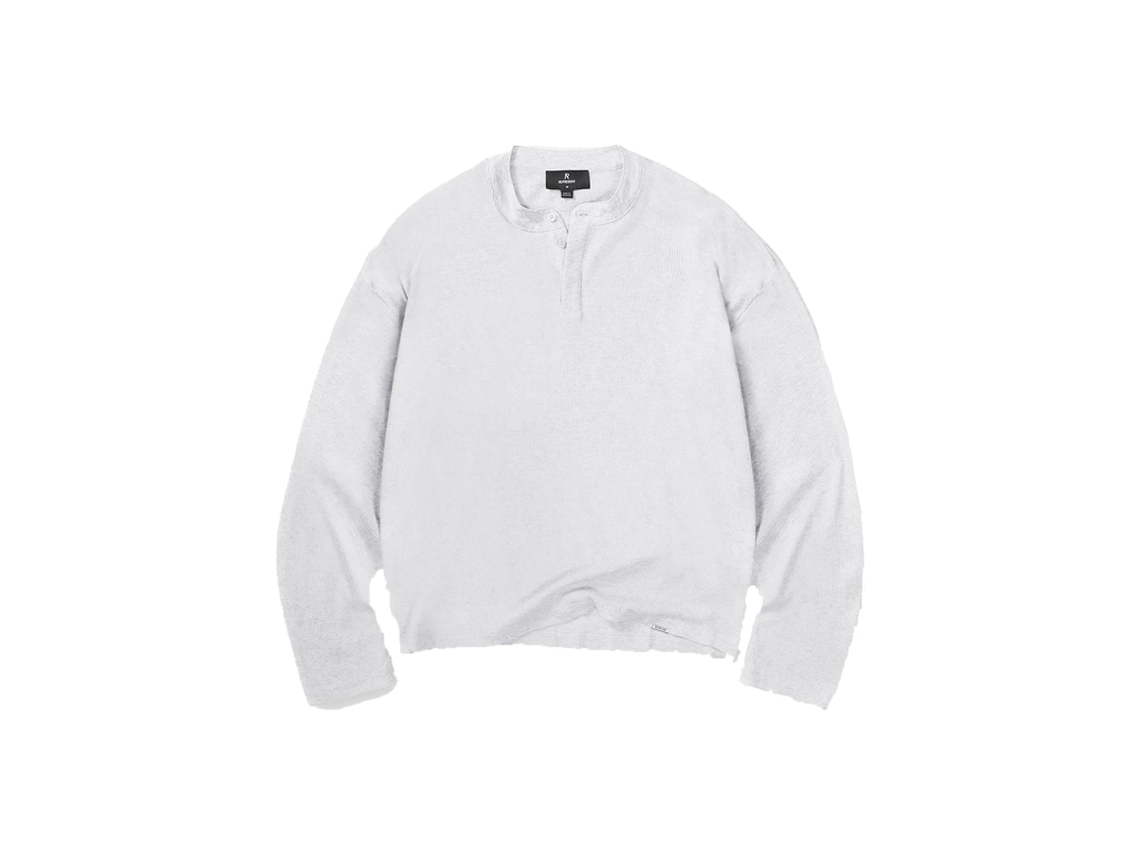 Represent Initial Henley Waffle Long Sleeve T-Shirt Ice Grey Marl
