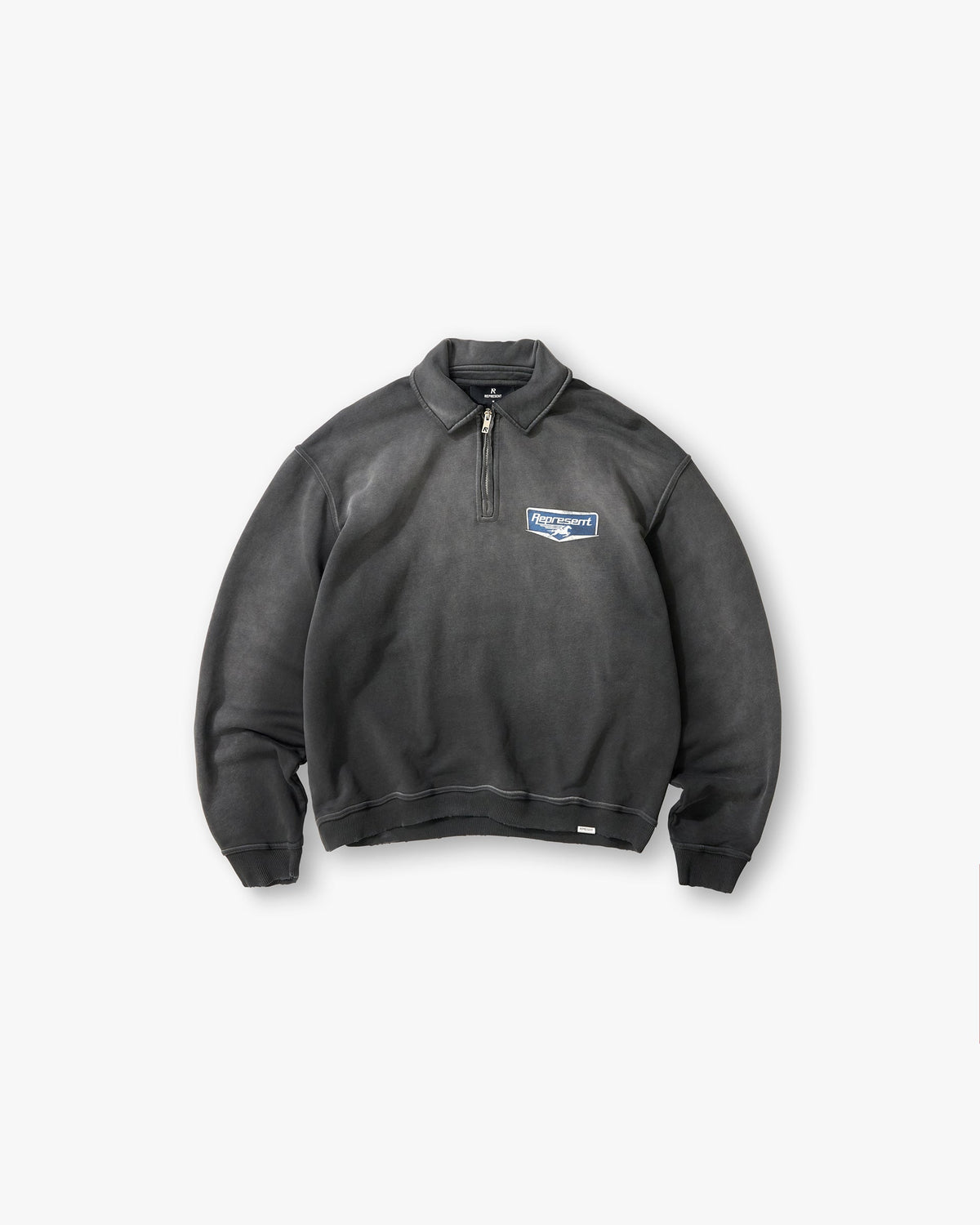 Represent Nothing Faster Quarter Zip Sweatshirt Stained Black