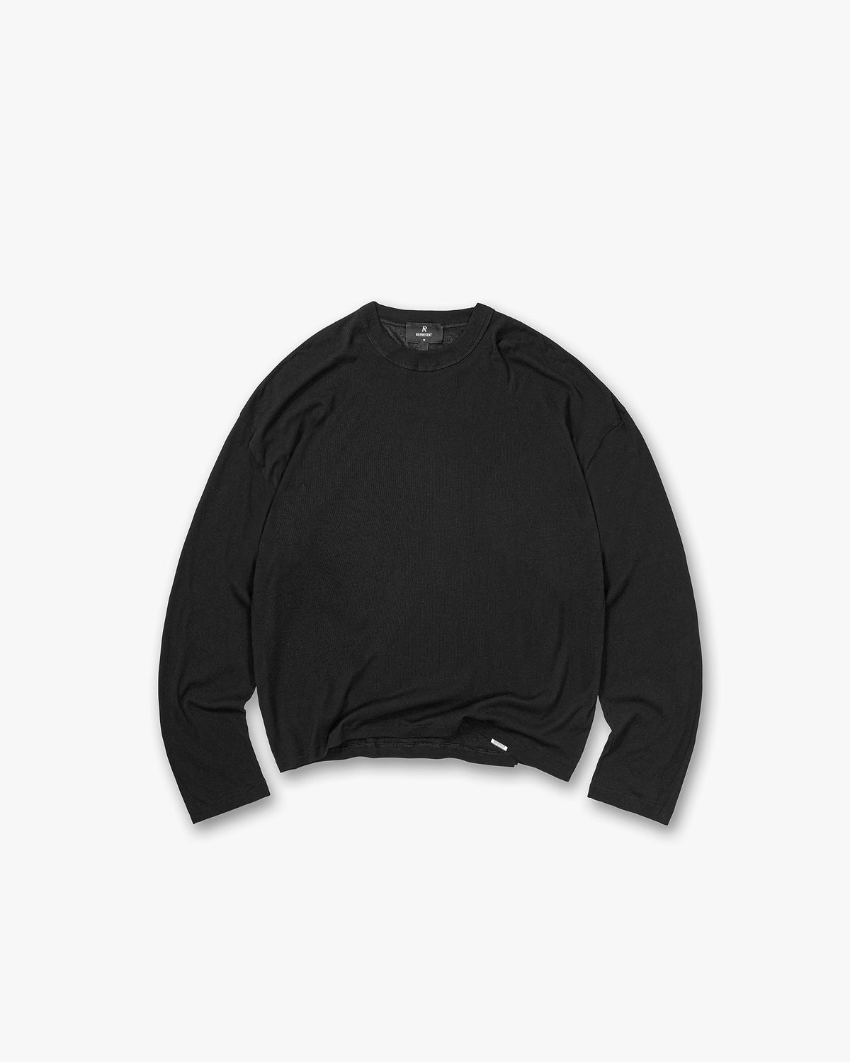 Represent Initial Sheer Rib Long Sleeve T-Shirt Jet Black
