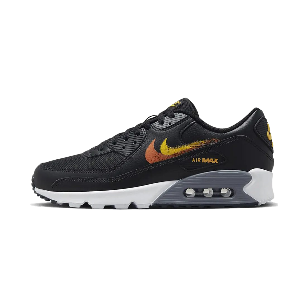 Nike Air Max 90 Spray Paint Swoosh - Black Gold Orange-Nike-pikastore.cz