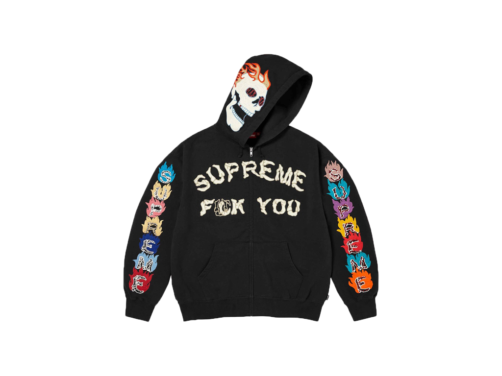 Supreme F**k You Zip Up Hooded Sweatshirt Black-Supreme-pikastore.cz