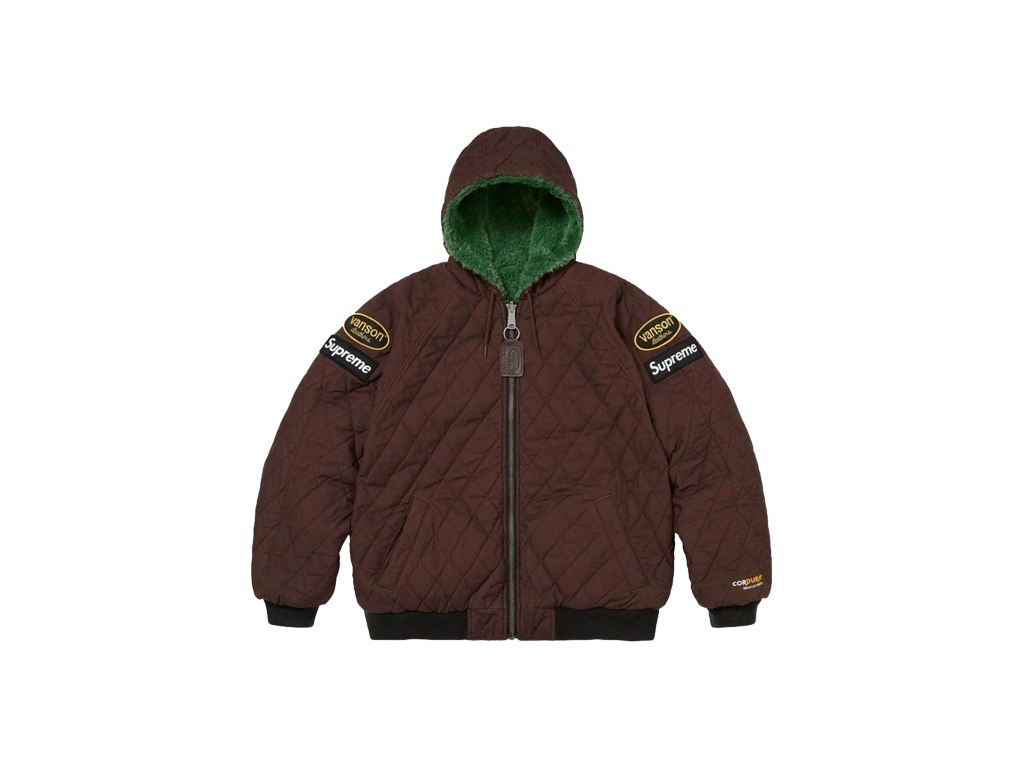 Supreme x Vanson Leathers Reversible Quilted Hooded Jacket Brown – куртка – фото 3 з 3