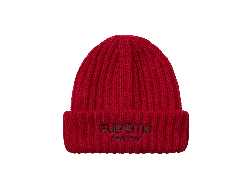 Supreme Classic Logo Chunky Ribbed Beanie Red