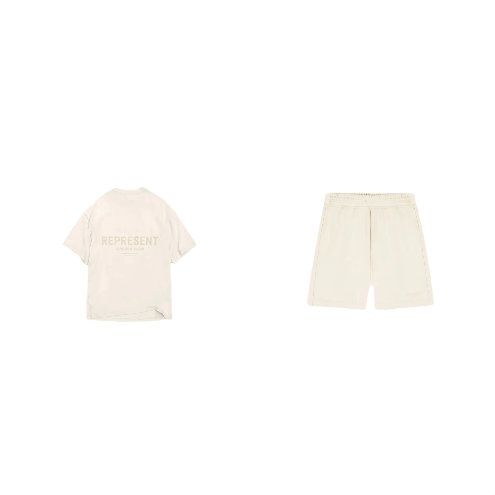 Represent Owners Club T-Shirt + Shorts Buttercream - SET