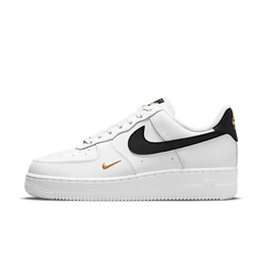 Nike Air Force 1 Low '07 Essential White Black Gold Mini Swoosh (Women's)