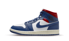 Nike Air Jordan 1 Mid French Blue Gym Red (Women's)