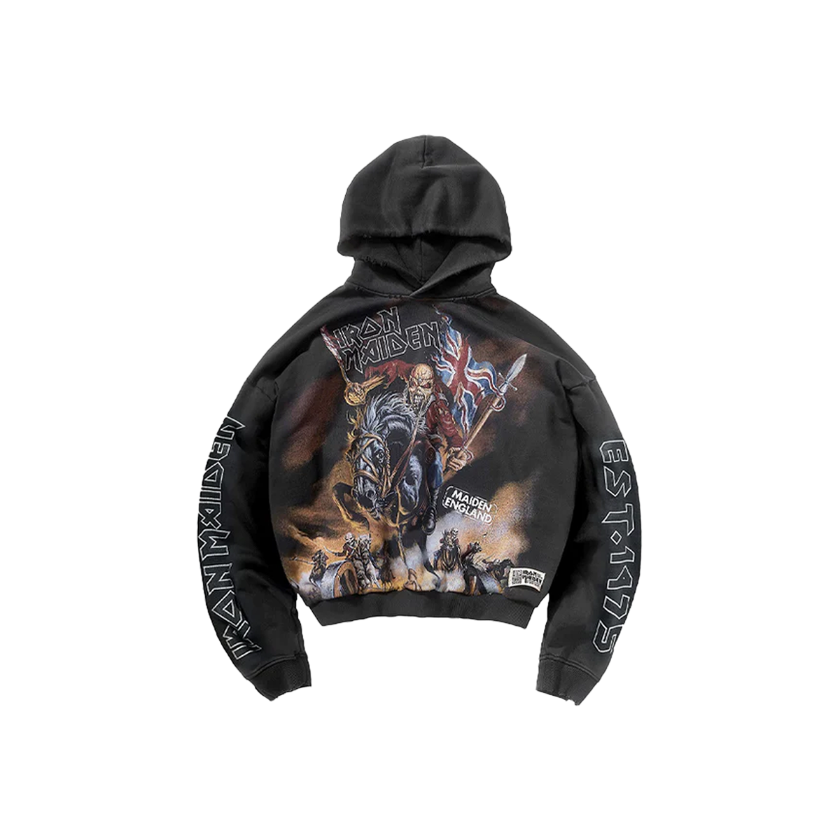 Represent X Iron Maiden Steed Hoodie Stained Black
