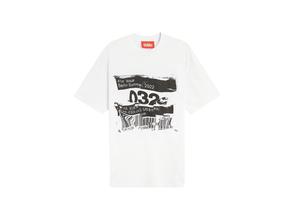 032C Barcode Glitch Tee White-032C-pikastore.cz