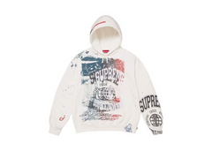 Supreme Overprint Hooded Sweatshirt White