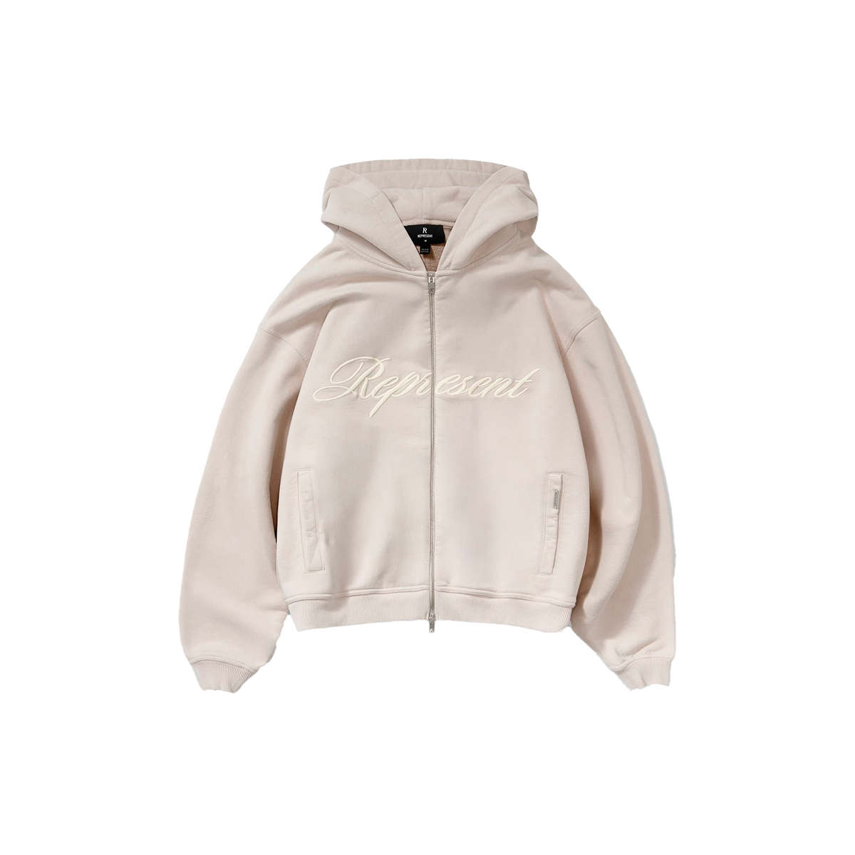 Represent Script Logo Zip Hoodie Concrete