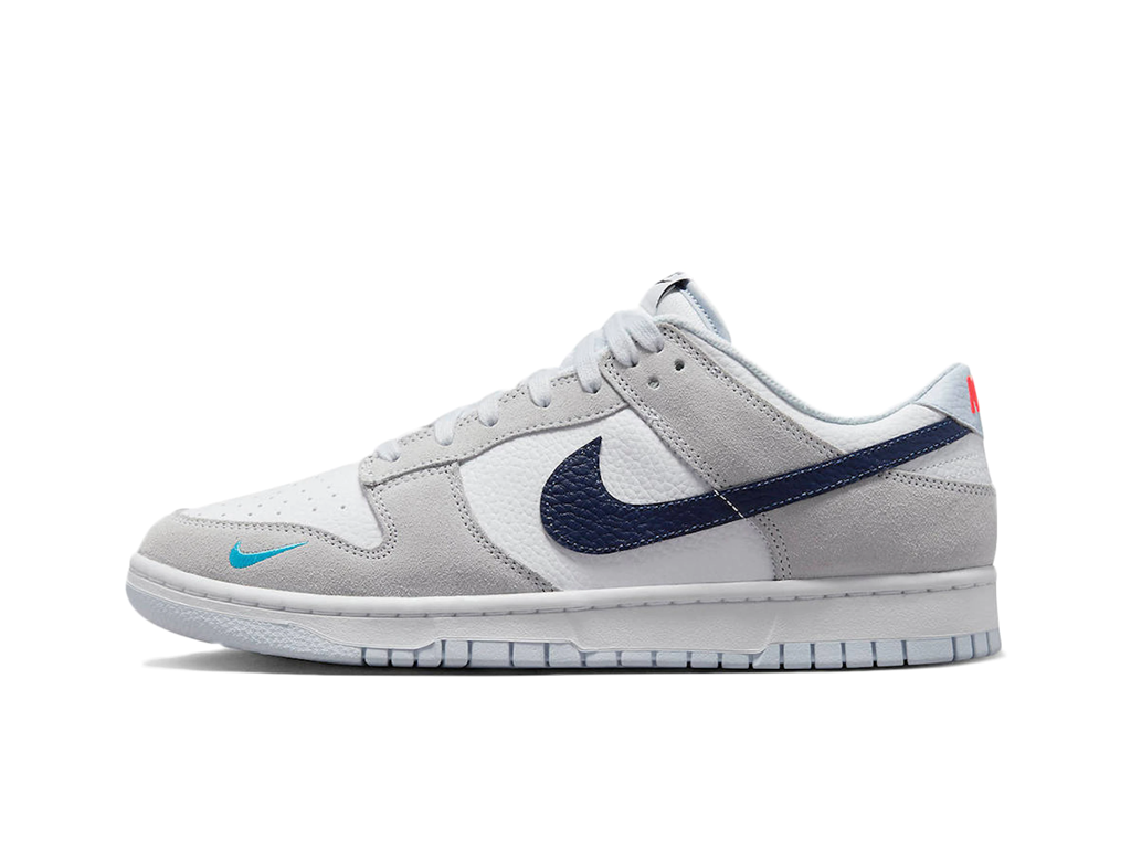 Nike Dunk Low White Gray Navy Aqua Mini Swoosh