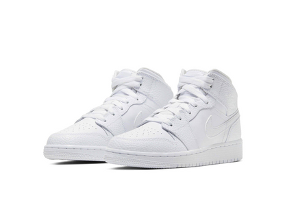 Nike Air Jordan 1 Mid GS Triple White 2023