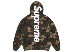 Supreme Satin Applique Hooded Sweatshirt Woodland Camo