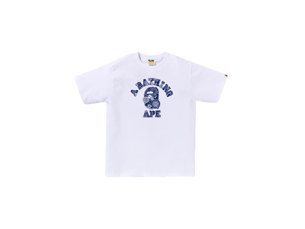 A Bathing Ape Men Japanese Indigo Art Camo College Tee Blue-Bape-pikastore.cz