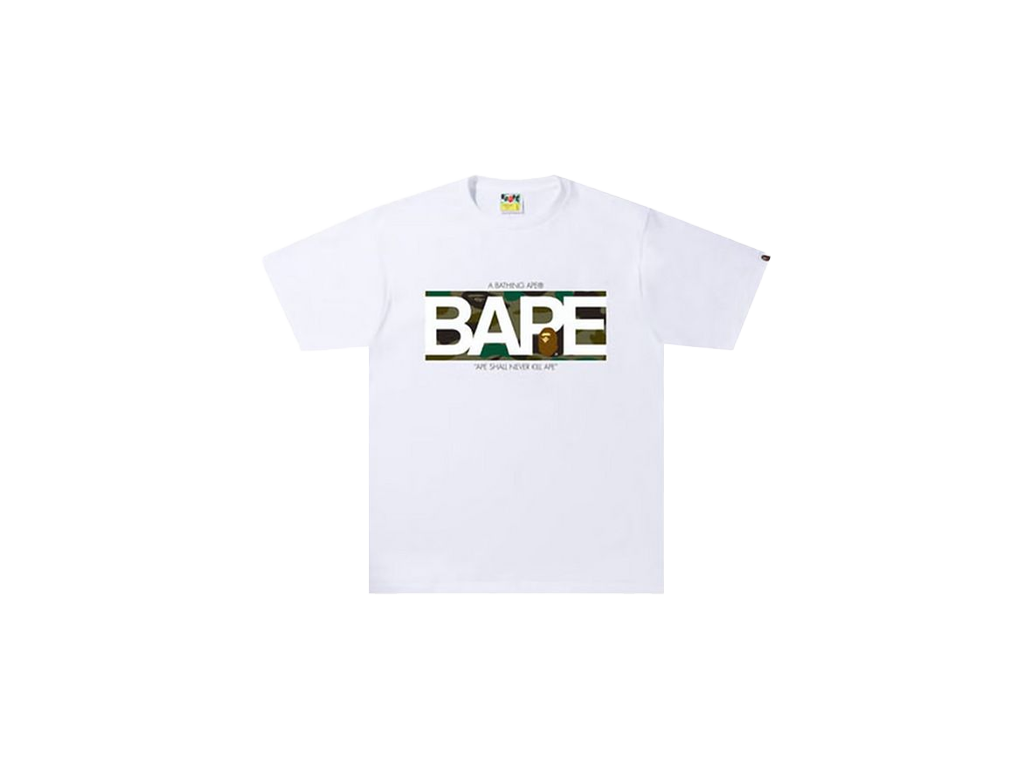 BAPE 1st Camo Logo Tee White Green-BAPE-pikastore.cz
