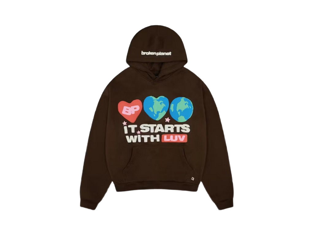 Broken Planet It Starts With Luv Hoodie Mocha Brown-Broken Planet-pikastore.cz