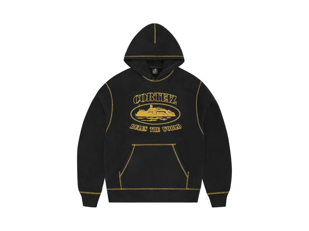 Corteiz Alcatraz Contrast Hoodie Black/Yellow-Corteiz-pikastore.cz