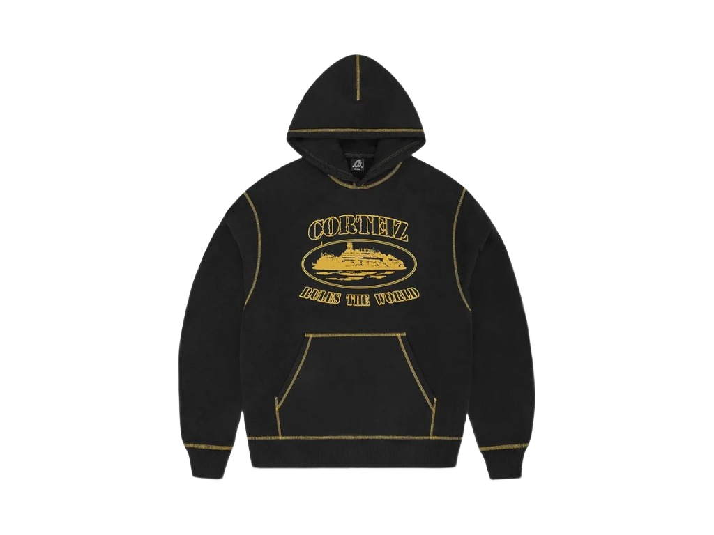 Corteiz Alcatraz Contrast Hoodie Black/Yellow-Corteiz-pikastore.cz