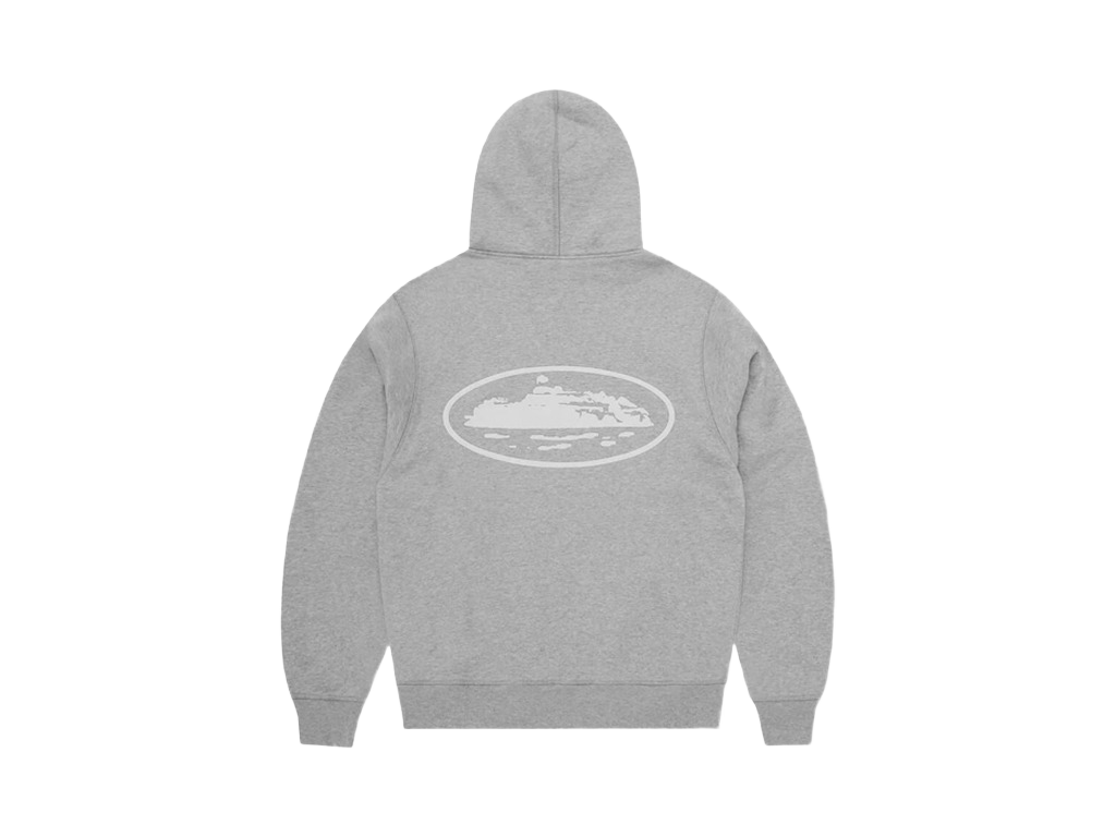 Corteiz Island Puff Print Zip Hoodie Grey