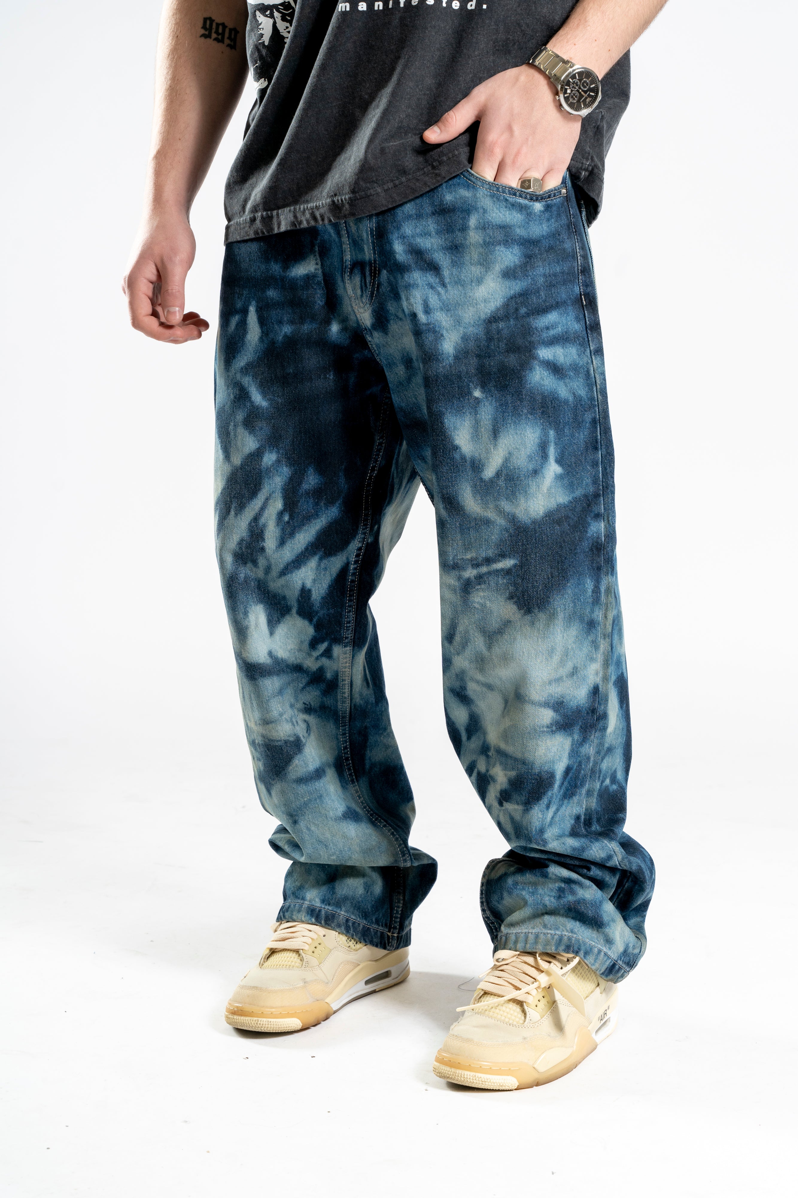 Custom Blue Bleached Jeans-Kalhoty-Custompantsprg-pikastore.cz