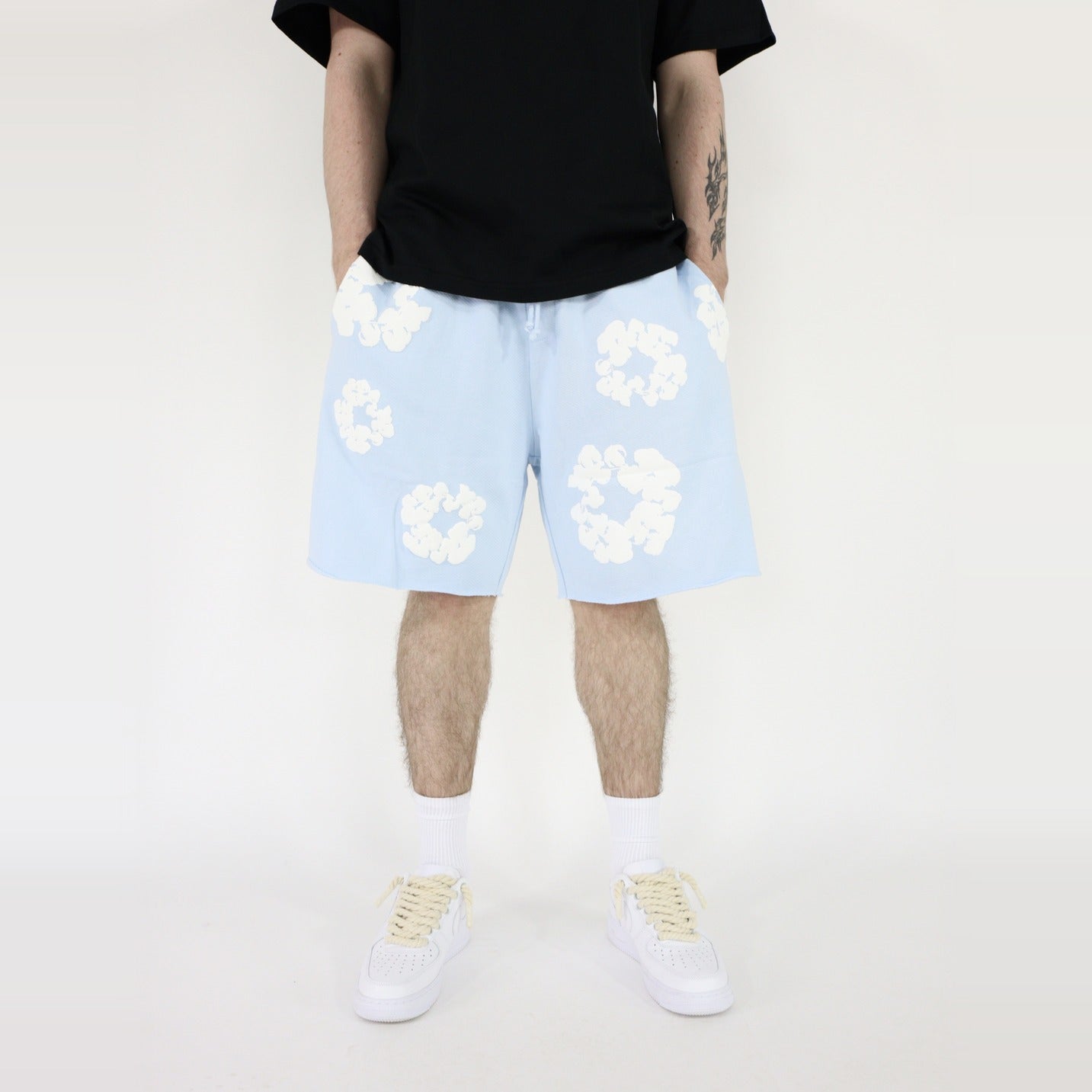 Denim Tears The Cotton Wreath Sweatshorts Powder Blue-Clothing-Denim Tears-pikastore.cz
