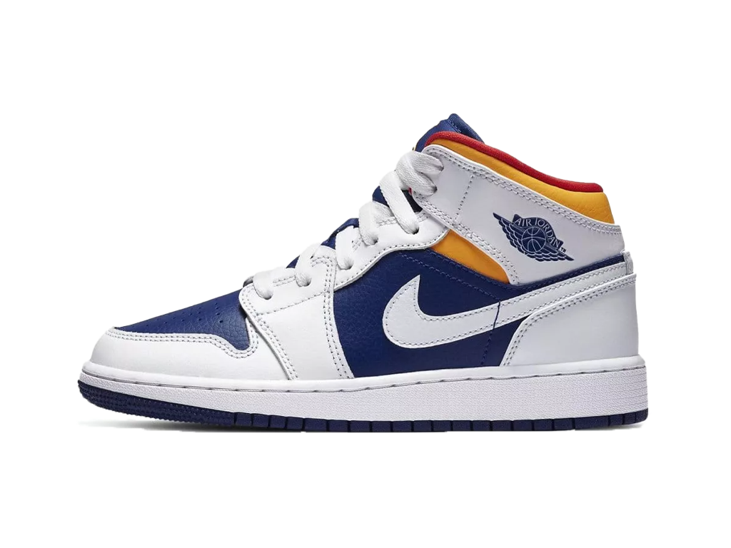 Nike Air Jordan 1 Mid GS White Deep Royal Blue-Air Jordan-pikastore.cz