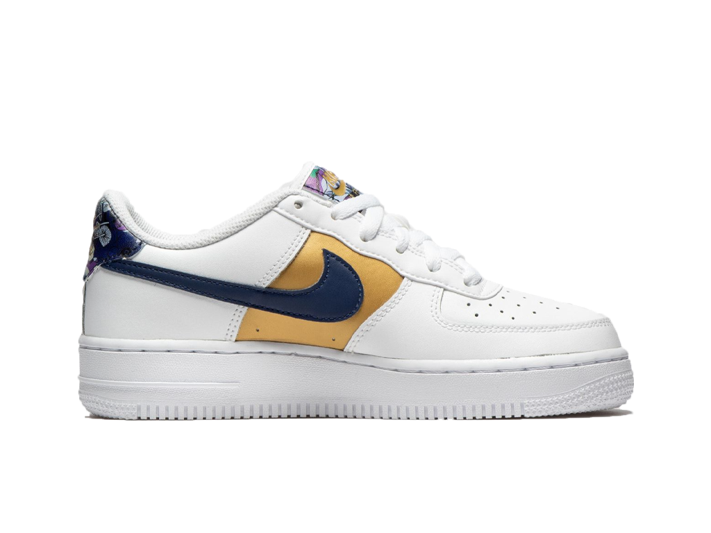 Nike Air Force 1 Low '07 LV8 White Blue Void Metallic Gold (GS)-sneakers-Nike-pikastore.cz